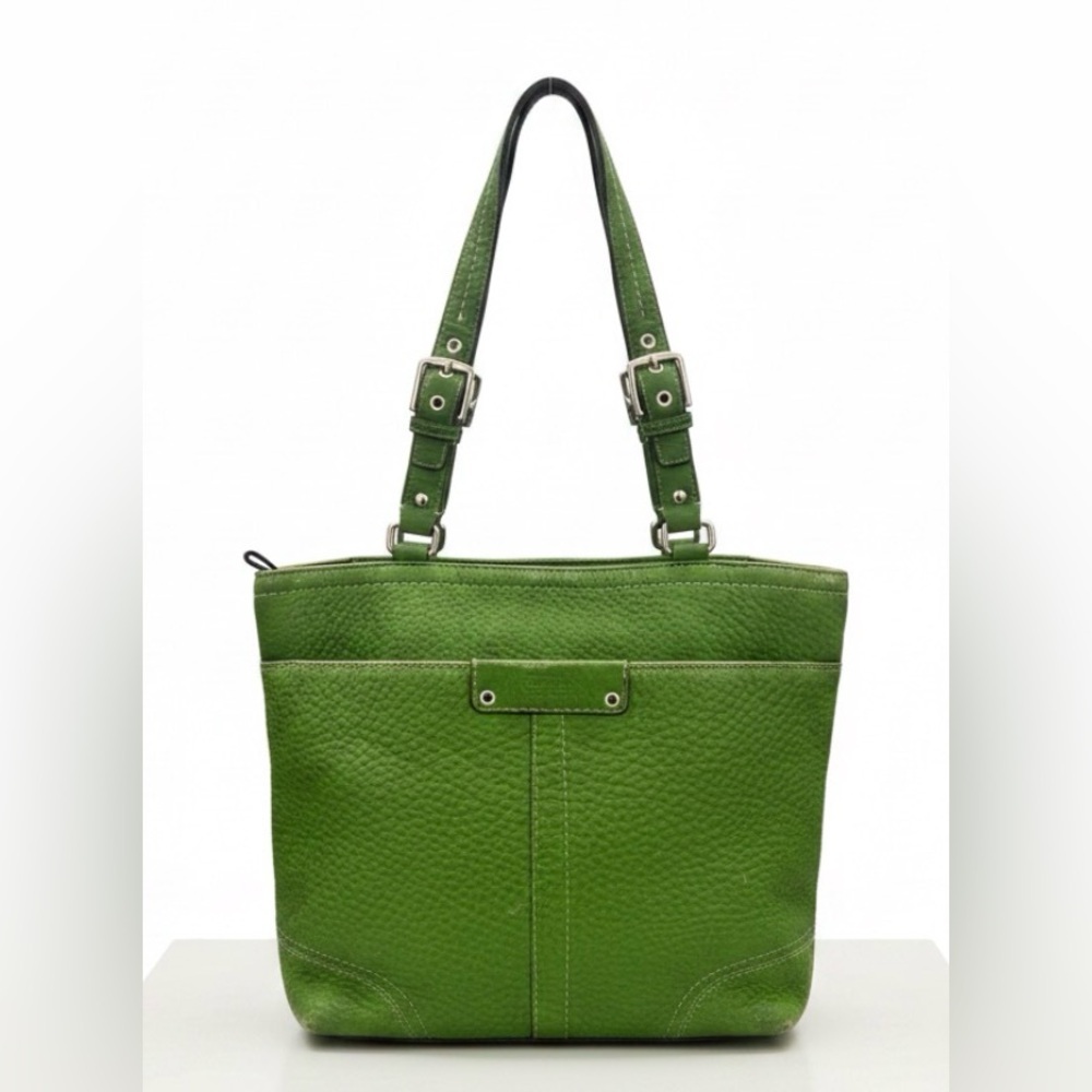 Vintage Coach Hamilton Green Pebbled Leather Tote Bag **READ**
